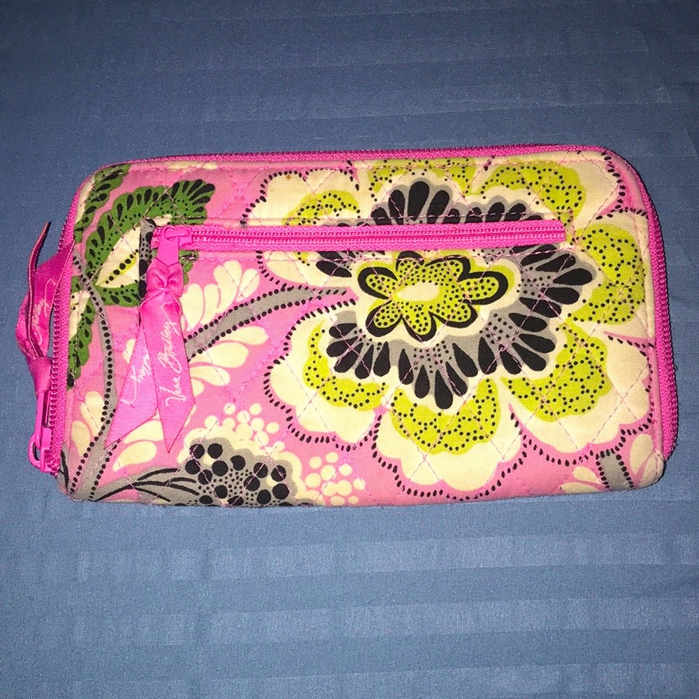 Vera Bradley Pink Green Floral Wallet Wristlet